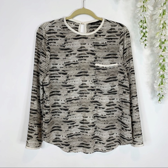 Zara Tops - ZARA striped blouse long sleeve gray/cream 1440